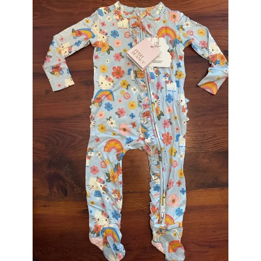 Posh Peanut Hello Kitty Summer Ruffle Footie bamboo Size 6-9 Months NWT
